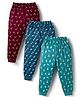 CUCUMBER Sinker Knit Full Length Nautical Theme Printed Lounge Pants Pack Of 3 - Maroon Green & Blue