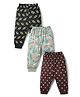 CUCUMBER Sinker Knit Full Length Star Printed Lounge Pants Pack Of 3 - Black Grey & Brown