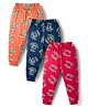 CUCUMBER Sinker Knit Full Length Vehicles & Nautical Theme Printed Lounge Pants Pack Of 3 - Red Navy Blue & Orange