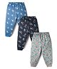 CUCUMBER Sinker Knit Full Length Vehicles & Space Theme Printed Leggings Pack Of 3 - Grey Navy Blue