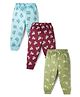 CUCUMBER Sinker Knit Full Length Vehicles Printed Leggings Pack Of 3 - Maroon Light Blue & Green