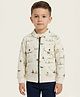 Lagorii Rayon Woven Full Sleeves Nautical Theme Printed Jacket - Cream