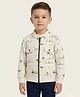 Lagorii Rayon Woven Full Sleeves Nautical Theme Printed Jacket - Cream