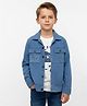 Lagorii Denim Woven Full Sleeves Numbers Patch Detailed Jacket With Motorcycle Printed Tee - White