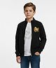 Lagorii Cotton Blend Woven Full Sleeves Tiger Patch Detailed Jacket & Stone Embellished Horse Designed Tee - Black
