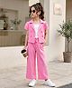 OLLINGTON ST. Set Of Waffle Half Sleeves Top With Inner Tee & Culottes Set - Baby Pink & White
