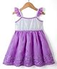 Babyhug Organza Woven Sleeveless Ethnic Dress With Floral Embroidery - Purple
