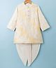 Babyhug Chanderi Woven Full Sleeves Kurta Dhoti Set with Floral Embroidery - White