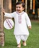 Babyhug Cotton Blend Woven Full Sleeves Embroidered Kurta & Dhoti Set - OffWhite