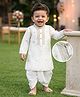 Babyhug Cotton Blend Woven Full Sleeves Kurta Dhoti Set With Floral Embroidery - White