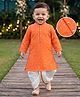 Babyhug Chanderi Woven Full Sleeves Kurta Dhoti Set With Sequin Detailing - Orange