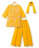Babyhug Georgette Woven Full Sleeves Floral Embroidered Kurti Sharara Set With Dupatta - Yellow
