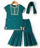 Babyhug Georgette Woven Half Sleeves Printed Kurti Gharara Set With Floral Embroidery & Dupatta - Mint Green