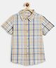 Campana Cotton Woven Half Sleeves Checked Shirt - Beige & Blue