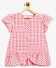 Campana 100% Cotton Woven Half Petal Sleeves Checked Top - Red & White