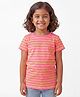 Campana 100% Cotton Knit Half Sleeves Striped Tee - Pink & Lime