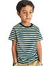 Campana 100% Cotton Knit Half Sleeves Striped Tee - Navy Blue & Light Grey