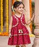 Babyhug Georgette Woven Sleeveless Ethnic Dress With With Bandhani Print & Shrug - Red
