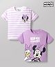 Bonfino Disney 100% Cotton Knit Half Sleeves T-Shirts With Stripes & Minnie Mouse & Friends Graphic Pack Of 2 - Purple