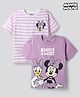 Bonfino Disney Single Jersey Knit Drop Shoulder Sleeves Striped T-Shirt With Minnie Mouse Graphics Pack of 2 - Multicolor
