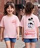 Primo Gino Disney Single Jersey Knit Half Sleeves T-Shirt With Mickey Mouse Graphics - Pink
