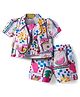 Enfance Core Cotton Knit To Woven Sleeveless Top & Shorts Set With Jacket & Tropical Theme Print - Pink