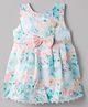 Enfance Core Cotton Woven Sleeveless Floral Printed Frock With Bow Applique - Peach