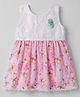 Enfance Core Cotton Woven Sleeveless Floral Printed Frock With Applique - Pink