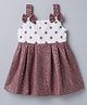 Enfance Core Cotton Woven Sleeveless Polka Dots Printed Frock With Bow Applique - Rose Gold