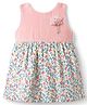 Enfance Core Cotton Woven Sleeveless Floral Printed Frock With Applique - Peach