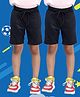 NUSYL Cotton Blend Knit Pack Of 2 Solid Shorts - Black