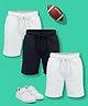 NUSYL Cotton Blend Knit Pack Of 3 Solid Shorts - White & Black