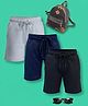 NUSYL Cotton Blend Knit Pack Of 3 Solid Shorts - Black Navy Blue & Grey