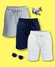 NUSYL Cotton Blend Knit Pack Of 3 Solid Shorts - White Navy Blue & Grey