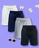 NUSYL Cotton Blend Knit Pack Of 4 Solid Shorts - White Black  Navy Blue & Grey