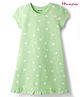 Honeyhap Premium 100% Cotton Knit Half Sleeves Nighty With Bio Finish & Heart Print - Pistachio Green