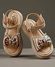 Tiny Bugs Stone Embellished & Striped Bow Applique Detailed Velcro Closure Sandals - Multi Colour