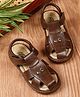Tiny Bugs Metal Stud Embellished & Brand Name Printed Velcro Closure Sandals - Brown