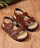 Tiny Bugs Abstract Designed Velcro Closure Sandals - Tan