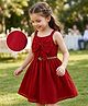 Hola Bonita Cotton Knit Sleeveless Frock With Bow Applique & Belt - Red