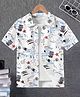 Tior Half Sleeves Science Theme Graffiti Style Printed Shirt - White