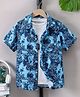 tior Woven Half Sleeves Tropical Theme Printed Tie Dye Shirt With Attached Solid Tee - Blue