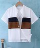 Tior Woven Half Sleeves Color Blocked Textured Shirt With Attached Solid Tee - White