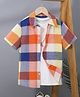 Tior Woven Half Sleeves Checked Shirt With Attached Solid Tee - Multi Colour