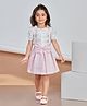 Peppermint Woven Half Puffed Sleeves Bow Applique Detailed Dress - Pink