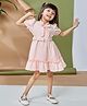Peppermint Cotton Woven Half   Sleeves Abstract Printed Dress  - Peach