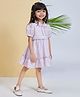 Peppermint Cotton Woven Half   Sleeves Abstract Printed Dress  - Purple