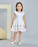 Peppermint Woven Frill Sleeves Floral Embroidered Dress - White