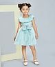Peppermint Woven Half Sleeves Bow Applique Detailed Dress With Belt - Sea Green