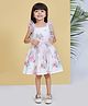 Peppermint Woven Sleeveless Frill & Bow Applique Detailed & Floral Printed Dress - White